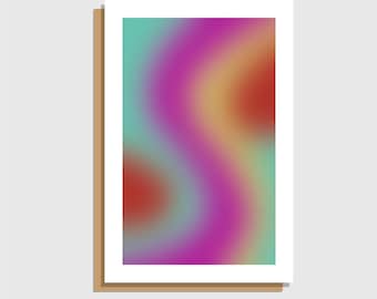 Biglietto d'auguri con sfumatura di colore, biglietto con arte astratta, biglietto di cancelleria moderna, biglietto dal design contemporaneo, biglietto illustrato originale