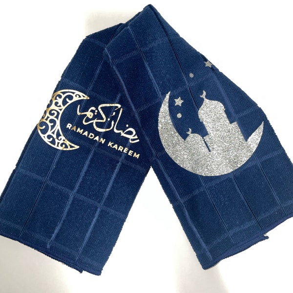 Dual print Ramadan Mubarak  towel |ramadan| Ramadan towel| Ramadan decor| Ramadan kitchen|silver, gold, navy blue towel