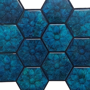 Sea Port Blue peel and Stick Wall Tile | Hexagon  Kitchen Backsplash Tiles | self Adhesive Tiles for Home Décor from Mosaicowall - 219