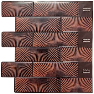 Brown Subway Shape 3D PU Peel n Stick Backsplash Self Adhesive 3D Wall Tiles for Home Decor from MOSAICOWALL - Style 192