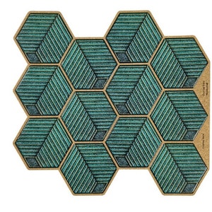 Sea Green Honeycomb Kitchen Decor 3D Peel and Stick Backsplash Tiles from Mosaicowall  -  Style 134