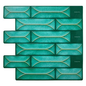 Decorative Teal Peel & Stick Backsplash Self Adhesive Tile, 3D Wall, PU