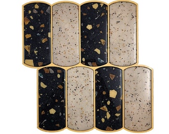 Black Classic Terrazzo Peel And Stick Wall Tile | Kitchen Backsplash Self Adhesive For Home Décor From Mosaicowall - Style 167