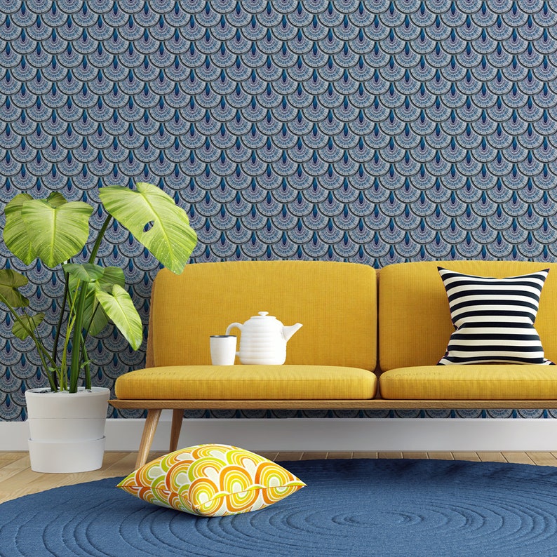 Ancient Blue Peel and Stick Backsplash Tile Kitchen Etsy