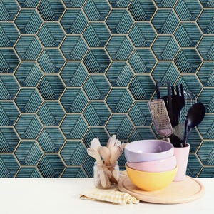 Peel And Stick Tiles Teal, Hexagon Home Décor Tile, Blue Kitchen Backsplash