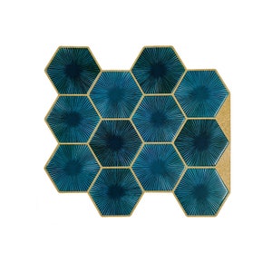 Teal blue peel and Stick Wall Tile | Hexagon  Kitchen Backsplash Tiles | self Adhesive Tiles for Home Décor from Mosaicowall  -  Style 132