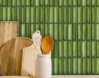 Selbstklebende Fliesen, grüne 3D-Wand für Küchenrückwand