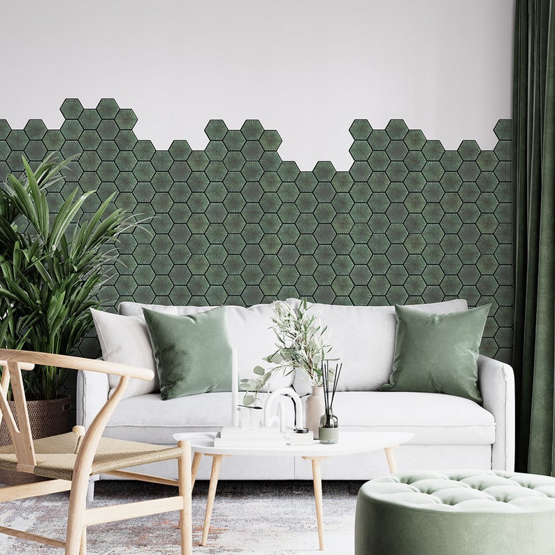 Sage Green Peel and Stick Wall Tile Hexagon Kitchen Etsy