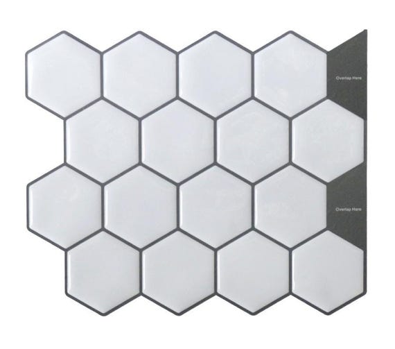 3d Peel Stick Tile White Hexagon Backsplash 3D Tiles for Diy Kitchen Makeover