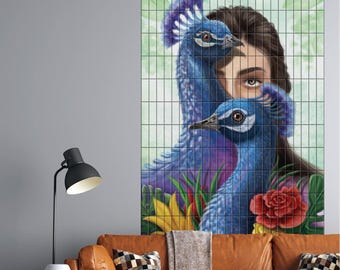 Peacock Peel And Stick Backsplash Tiles, Vinyl 3D Tile Decor