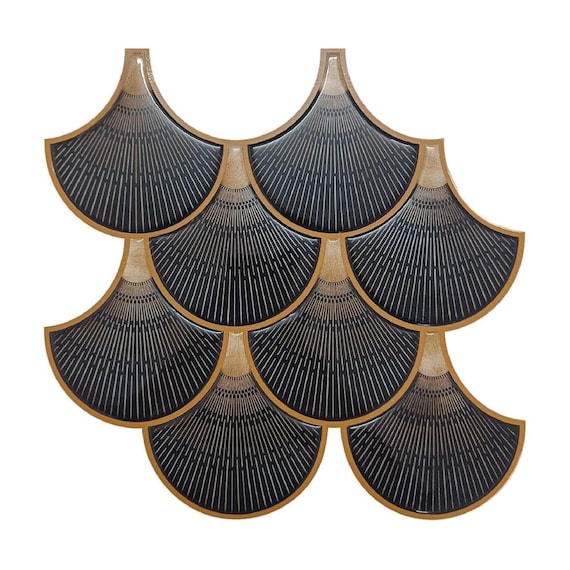Tile Backsplash Black Egyptian, 3D Peel And Stick Vinyl