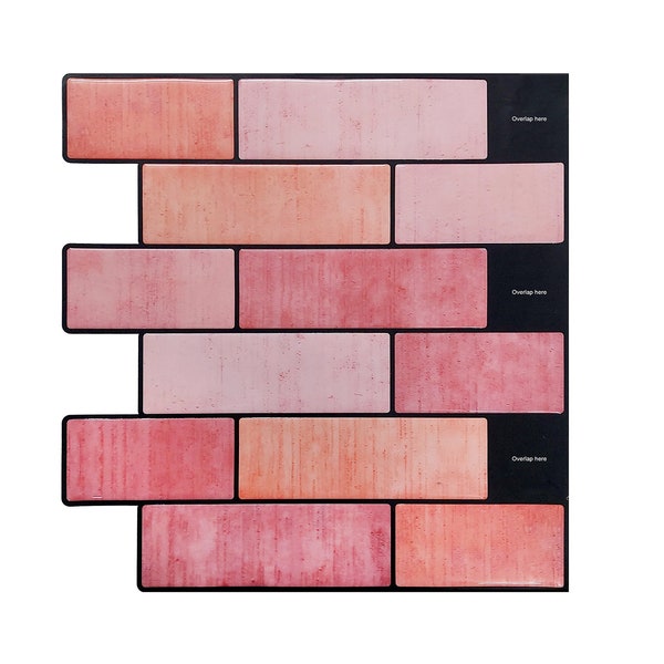 Pink Pastel Subway Textured Peel And Stick Wall Tile, Kitchen Backsplash Tile, Self Adhesive Tiles For Home Décor By Mosaicowall - Style 69