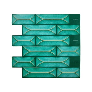 Decorative Teal Peel & Stick Backsplash Self Adhesive Tile, 3D Wall, PU Gel Vinyl Tiles for Home Decor - Style 130