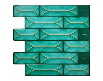 Decorative Teal Peel & Stick Backsplash Self Adhesive Tile, 3D Wall, PU Gel Vinyl Tiles for Home Decor - Style 130