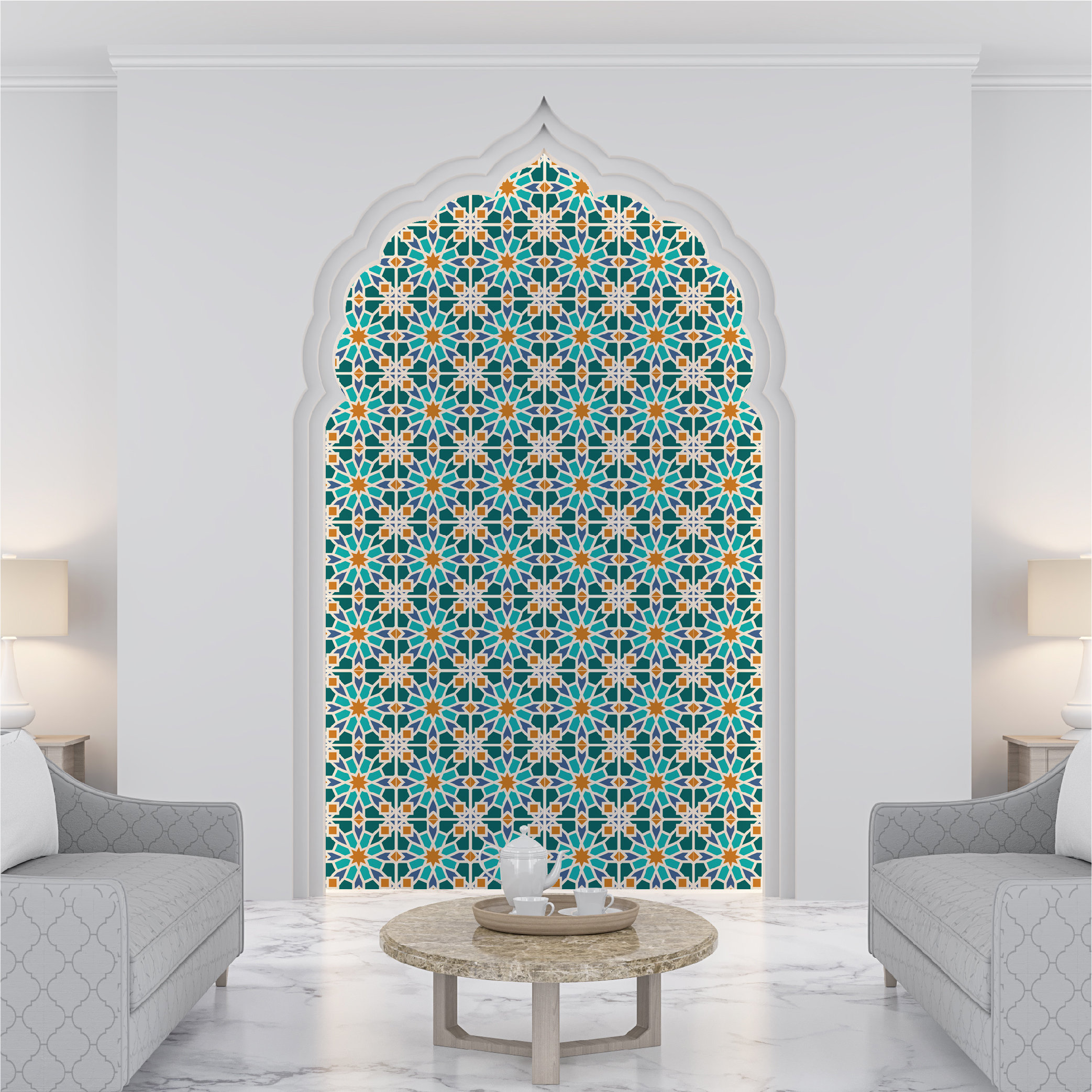 Style 50 MOSAICOWALL DIY Decorative Arabian Geometric Wall Tile Sticker 6 X 6 Inch For Kitchen