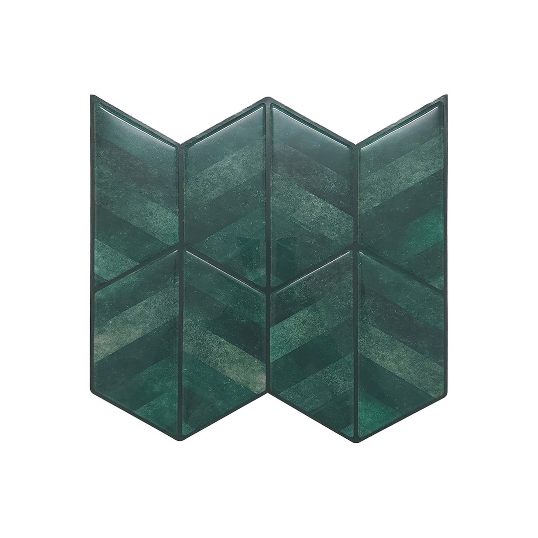 Mosaicowall Forest Green Peel and Stick Wall Tile Hexagon Kitchen ...