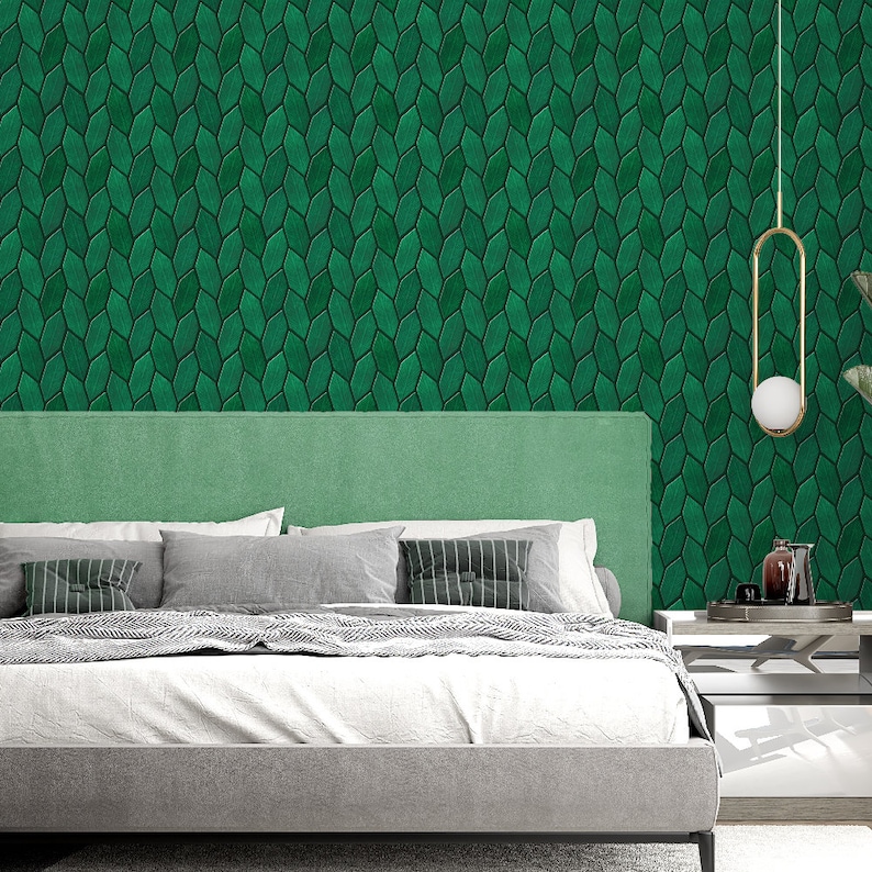 Leafy Emerald Green Peel and Stick Wall Tile Kitchen Etsy