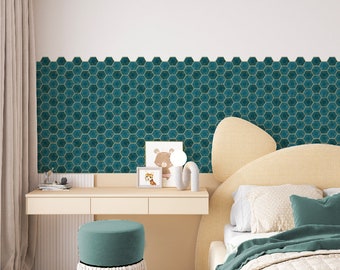 Teal blue peel and Stick Wall Tile | Hexagon  Kitchen Backsplash Tiles | self Adhesive Tiles for Home Décor from Mosaicowall  -  Style 132