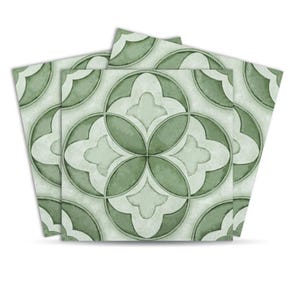 Peel and Stick Floor Tiles: Waterproof Vinyl DIY Flooring, Green Floral