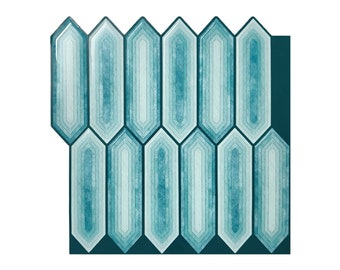 Aqua Blue Long Hexagon Peel And Stick Wall Tile | Kitchen Backsplash Tiles | Self Adhesive Tiles For Home Décor Mosaicowall - Style 215