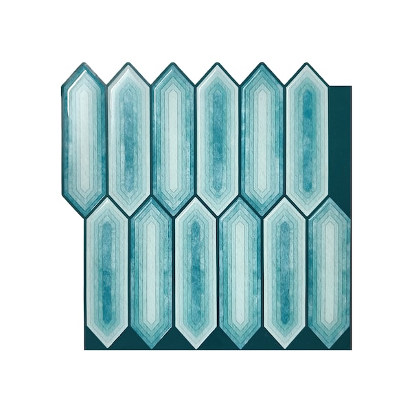 Aqua Blue Long Hexagon Peel And Stick Wall Tile | Kitchen Backsplash Tiles | Self Adhesive Tiles For Home Décor Mosaicowall - Style 215