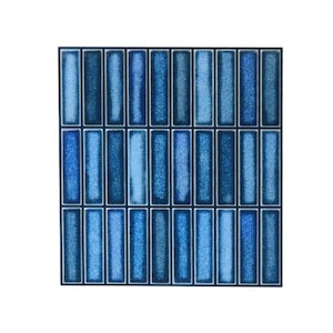Azulejo autoadhesivo de vinilo azul, protector contra salpicaduras 3D con instalación autoadhesiva.
