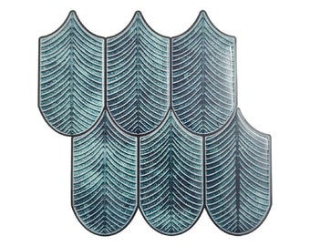 Teal Blue Peel And Stick Wall Tile | Kitchen Backsplash Self Adhesive Tiles For Home Décor From Mosaicowall - Style 199 (Shape: Shell)