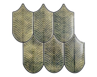 Olive Green Peel And Stick Wall Tile | Kitchen Backsplash Self Adhesive Tiles For Home Décor From Mosaicowall - Style 200 (Shape: Shell)