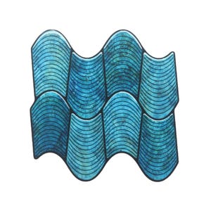Blaue, selbstklebende Küchenrückwandfliesen, 3D-Wellenmuster
