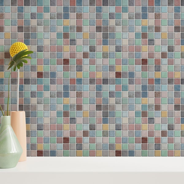 Mosaic  Tile | Peel and Stick Self adhesive Backsplash DIY Kitchen Bathroom Home Wall tile | Vinyl Tile | 3D Tile in Pastel color tile-MOS71