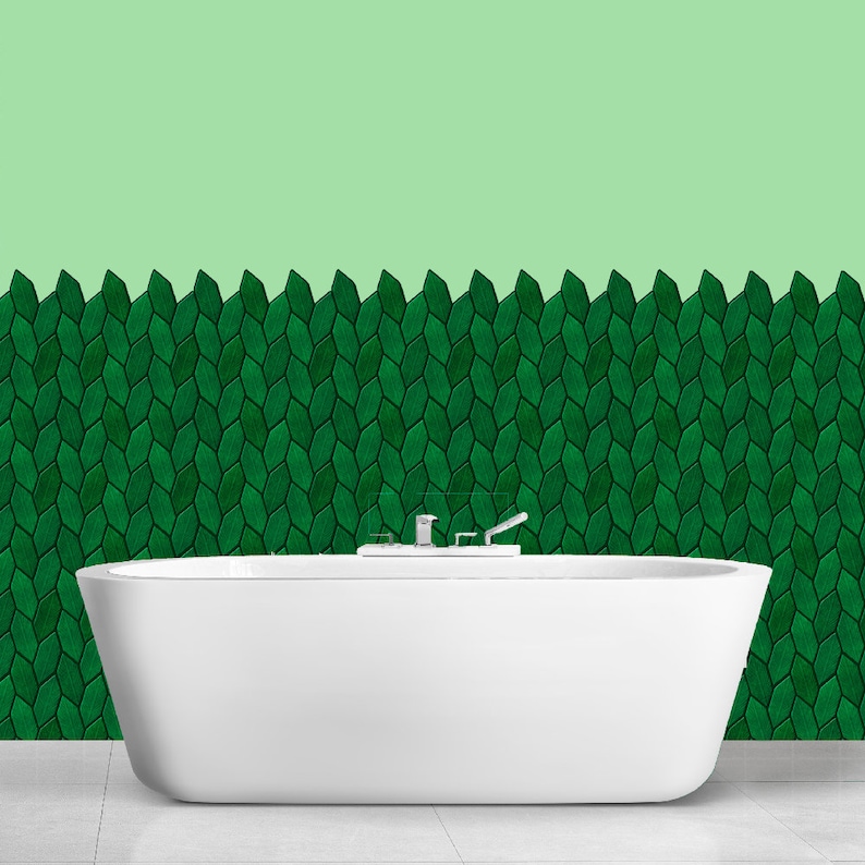 Leafy Emerald Green Peel and Stick Wall Tile Kitchen Etsy