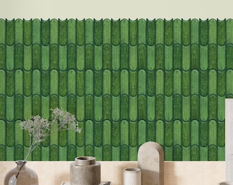 Peel and Stick Tile, Green 3D Embossed Backsplash for Kitchen Walls