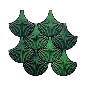 Emerald Backsplash Fish Scale Tile, Glossy Green Peel Sheet