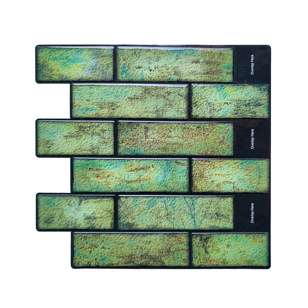 Green Grunge Peel and Stick Wall Tile Kitchen Backsplash Tiles Self ...