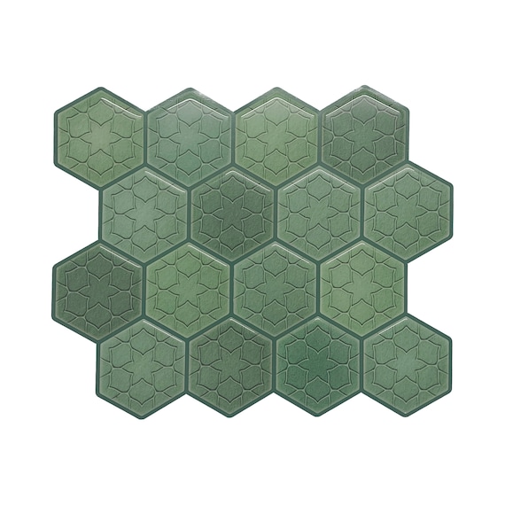 Green Hexagon 3D PU Peel And Stick Wall Tile | Kitchen Backsplash Tiles | Self Adhesive Tiles For Home Décor From Mosaicowall - Style 84
