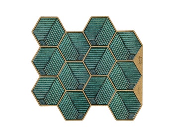 Sea Green Honeycomb Kitchen Decor Peel and Stick Backsplash Tiles from Mosaicowall  -  Style 134