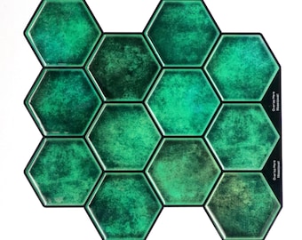 Green Hexagon Peel and Stick Wall Tile: Kitchen Backsplash Decor