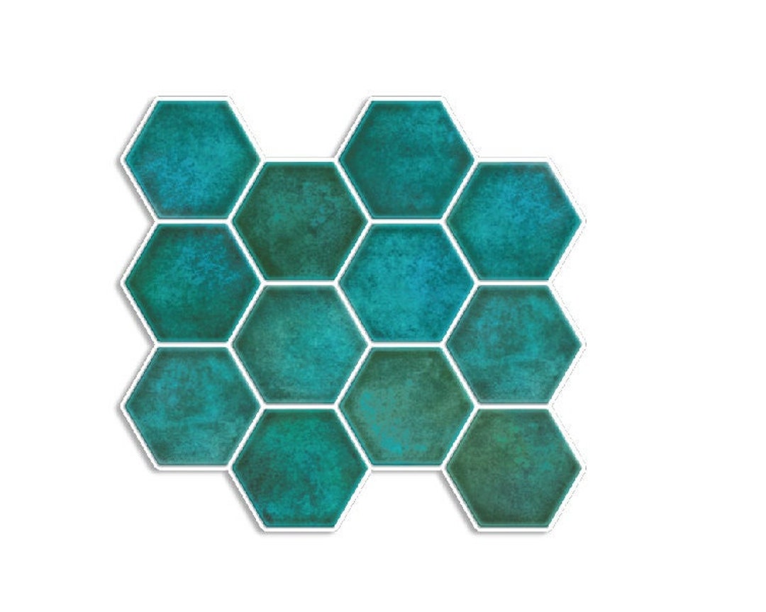 Mosaicowall Teal Hexagon Peel and Stick Wall Tile Kitchen Backsplash