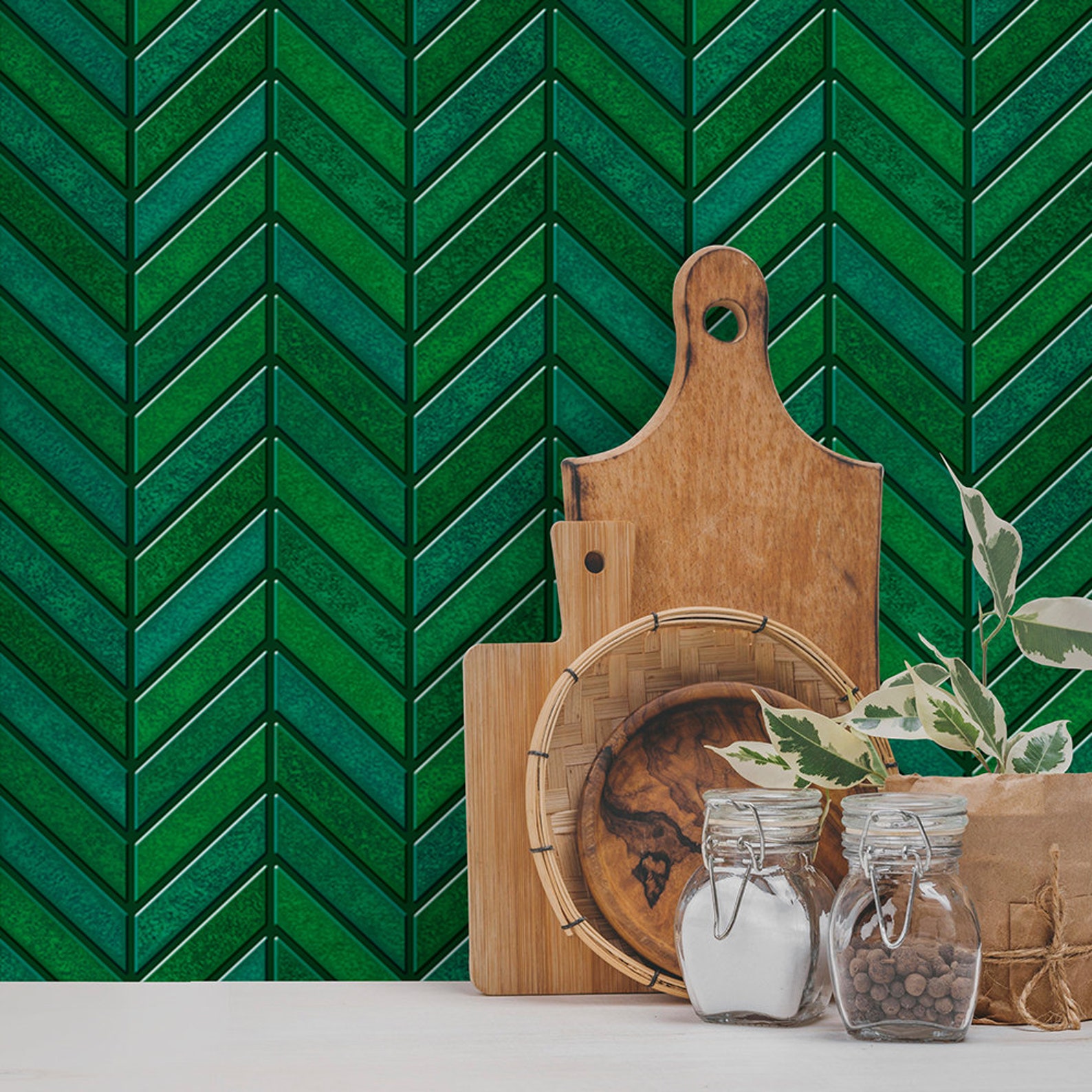 Emerald Green Peel and Stick Wall Tile Kitchen Backsplash Etsy