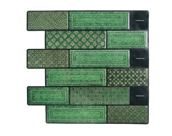 Vintage Peel and Stick Tile | Green Subway Stick on Tile |  Self Adhesive Tiles For Home Décor From Mosaicowall - Style 123