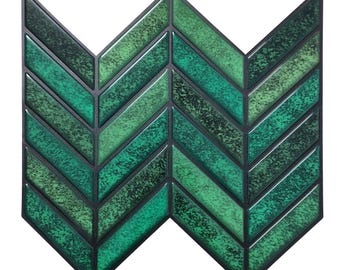 Emerald green peel and stick backsplash tiles, 3D gel, PU, kitchen wall decor