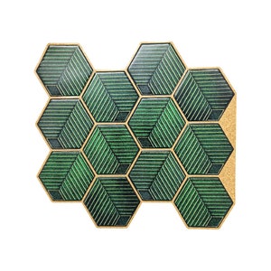 Green Geometric Honeycomb Kitchen Décor Peel and Stick Backsplash Tiles from Mosaicowall  -  Style 210