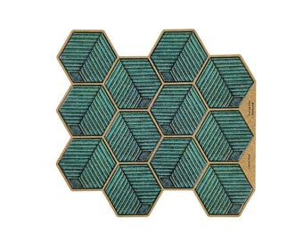 Hexagon Peel Stick Tile Set Sea Green Backsplash Renter Friendly Decor | Style 134