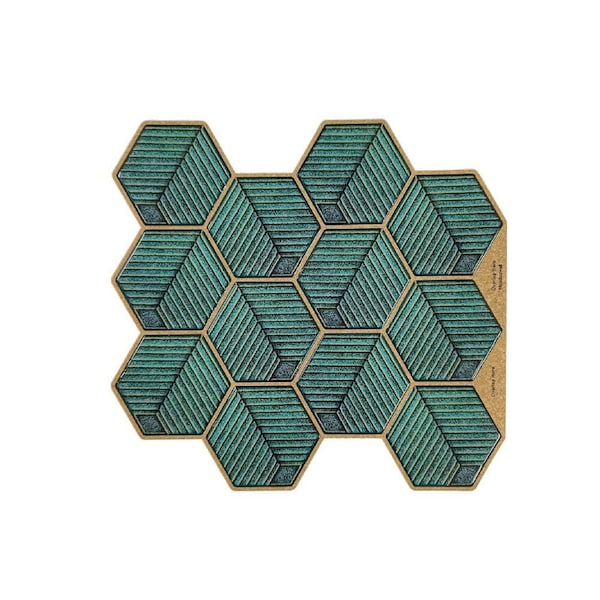Set di piastrelle esagonali adesive, paraschizzi verde mare, arredamento adatto agli inquilini / Stile 134