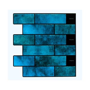 Carrelage mural autocollant bleu | Carrelage pour dosseret de cuisine | Carrelage auto-adhésif pour décoration intérieure de Mosaicowall - Style 306