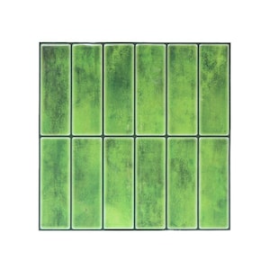 Lámina de azulejos autoadhesiva para salpicadero verde, brillante y lavable
