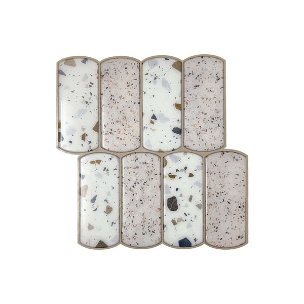 Mosaicowall Terrazzo Peel And Stick Wall Tile | Kitchen Backsplash Tiles | Stick on Tiles For Home Décor in Beige Color - Style 209