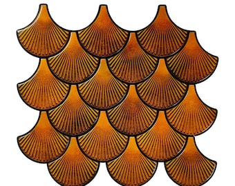 Orange Peel and Stick Backsplash Tiles, 3D PU, Orange, Thick