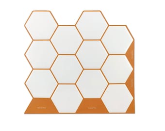 Azulejos hexagonales autoadhesivos, vinilo 3D blanco, estilo minimalista escandinavo.