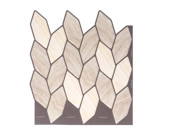 Azulejos de pared 3D beige autoadhesivos: Revestimiento para salpicadero de cocina - Estilo MOS023